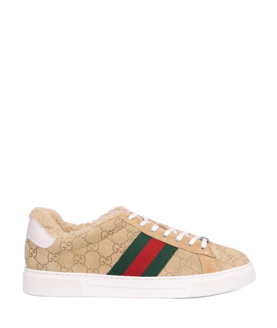 GUCCI Бежевые низкие кроссовки / кеды, фото 1