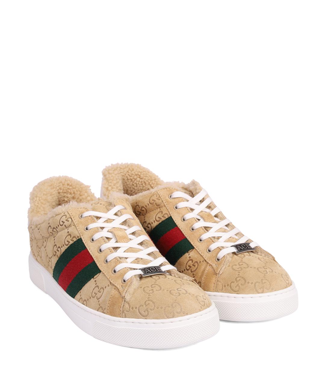 GUCCI Бежевые низкие кроссовки / кеды, фото 2