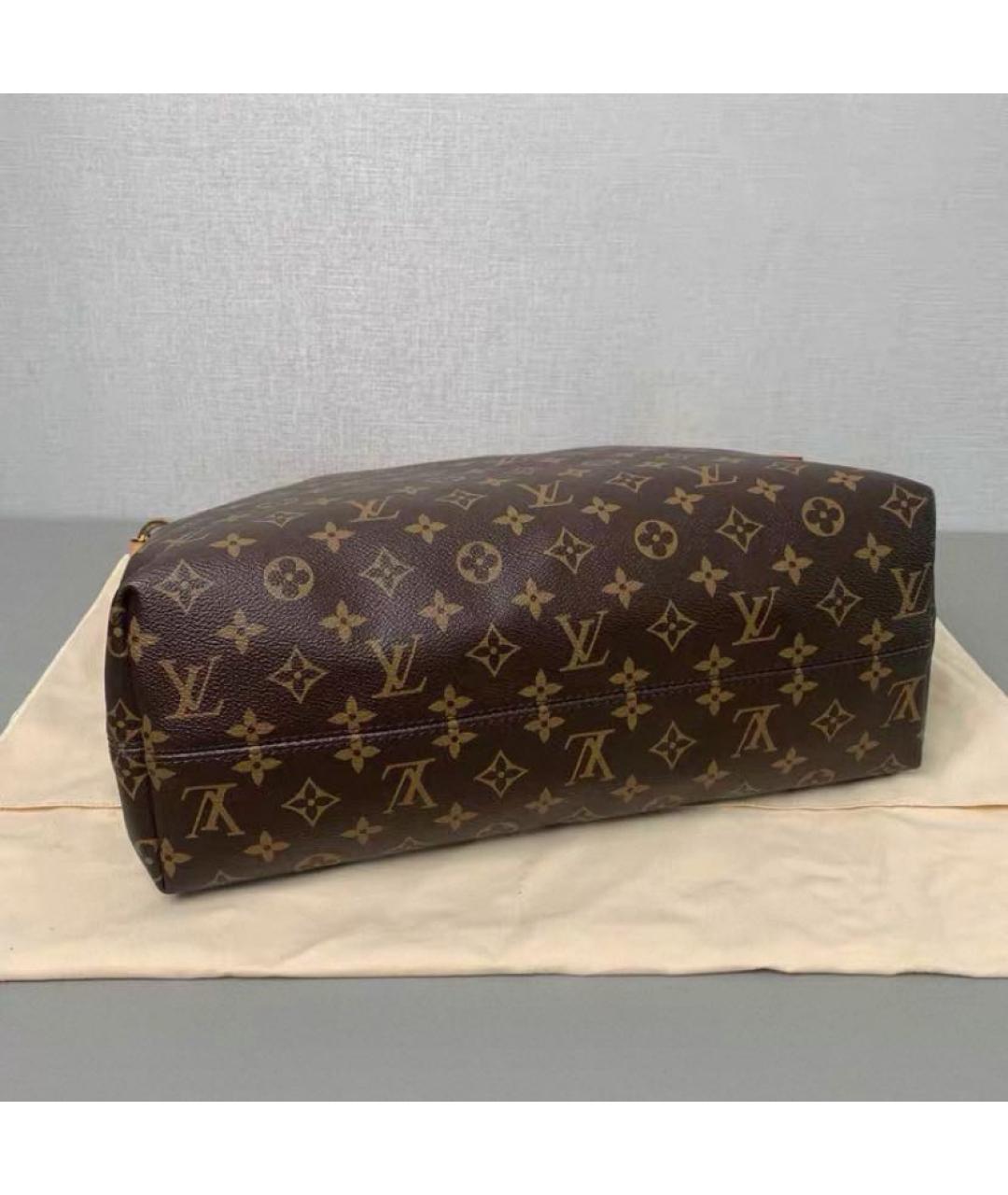 LOUIS VUITTON Коричневая кожаная сумка тоут, фото 4