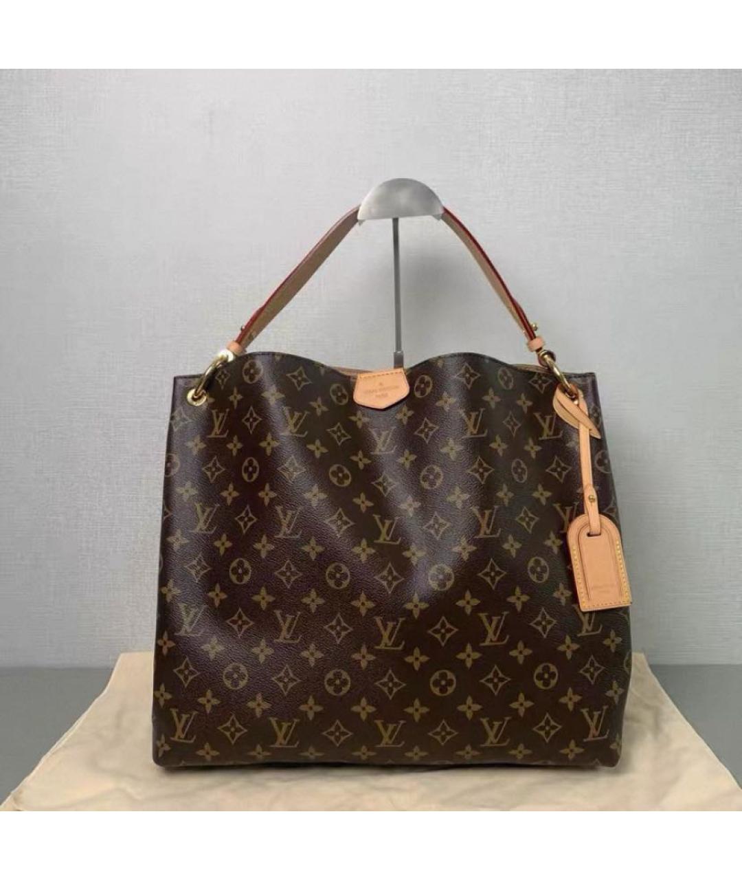 LOUIS VUITTON Коричневая кожаная сумка тоут, фото 2