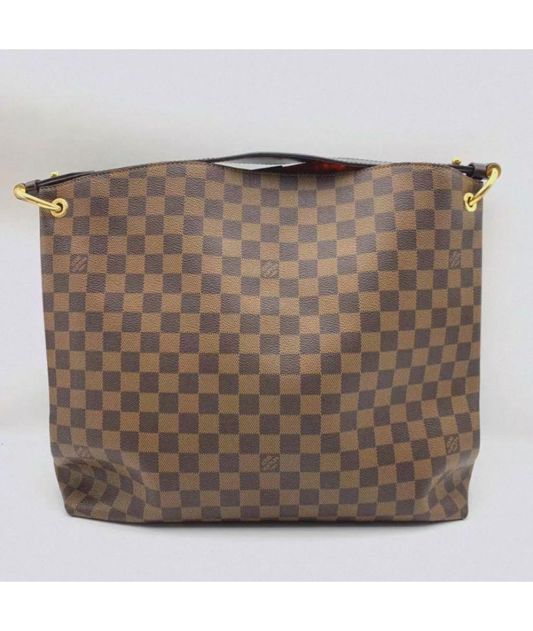 LOUIS VUITTON Коричневая кожаная сумка тоут, фото 4