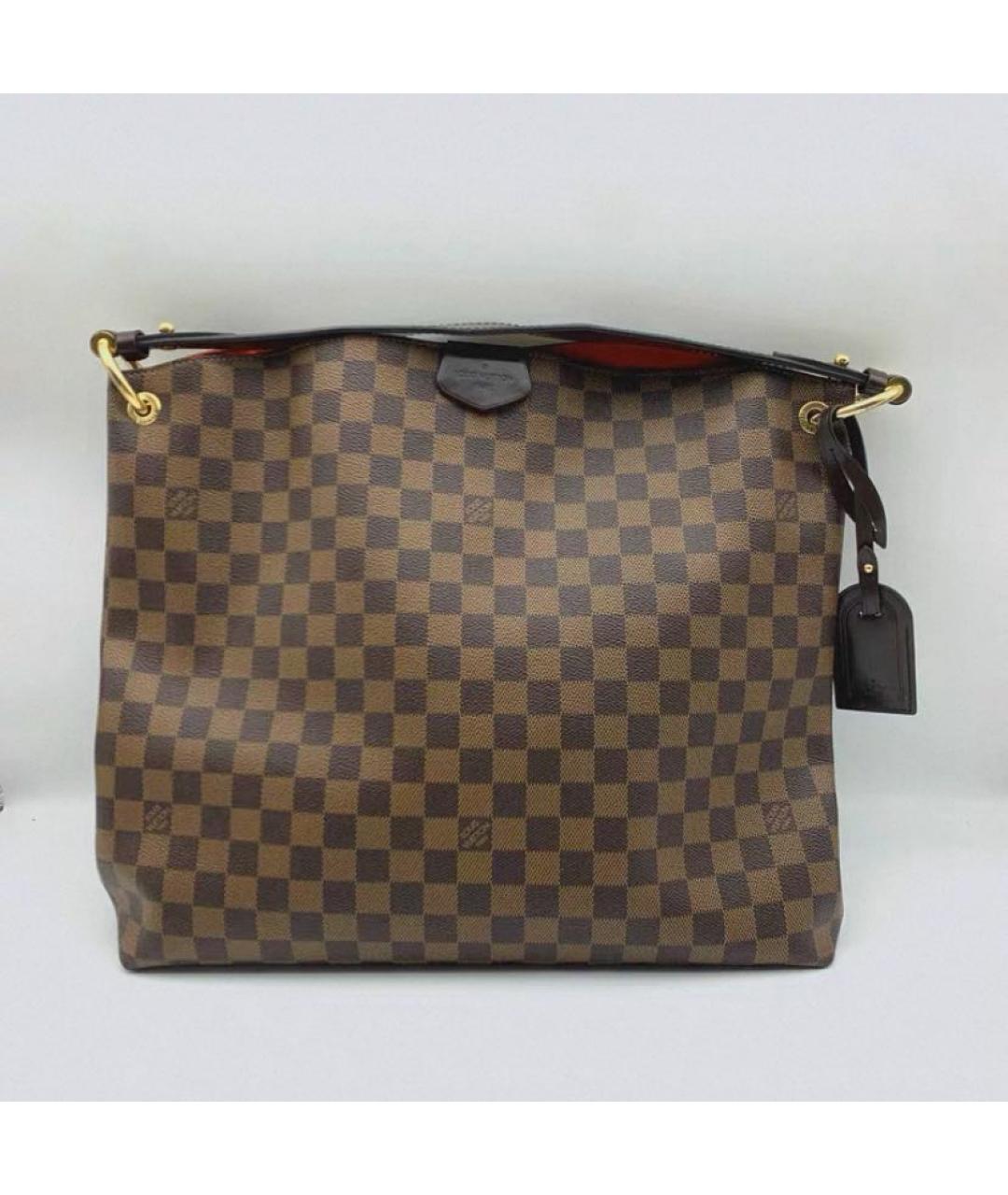 LOUIS VUITTON Коричневая кожаная сумка тоут, фото 3