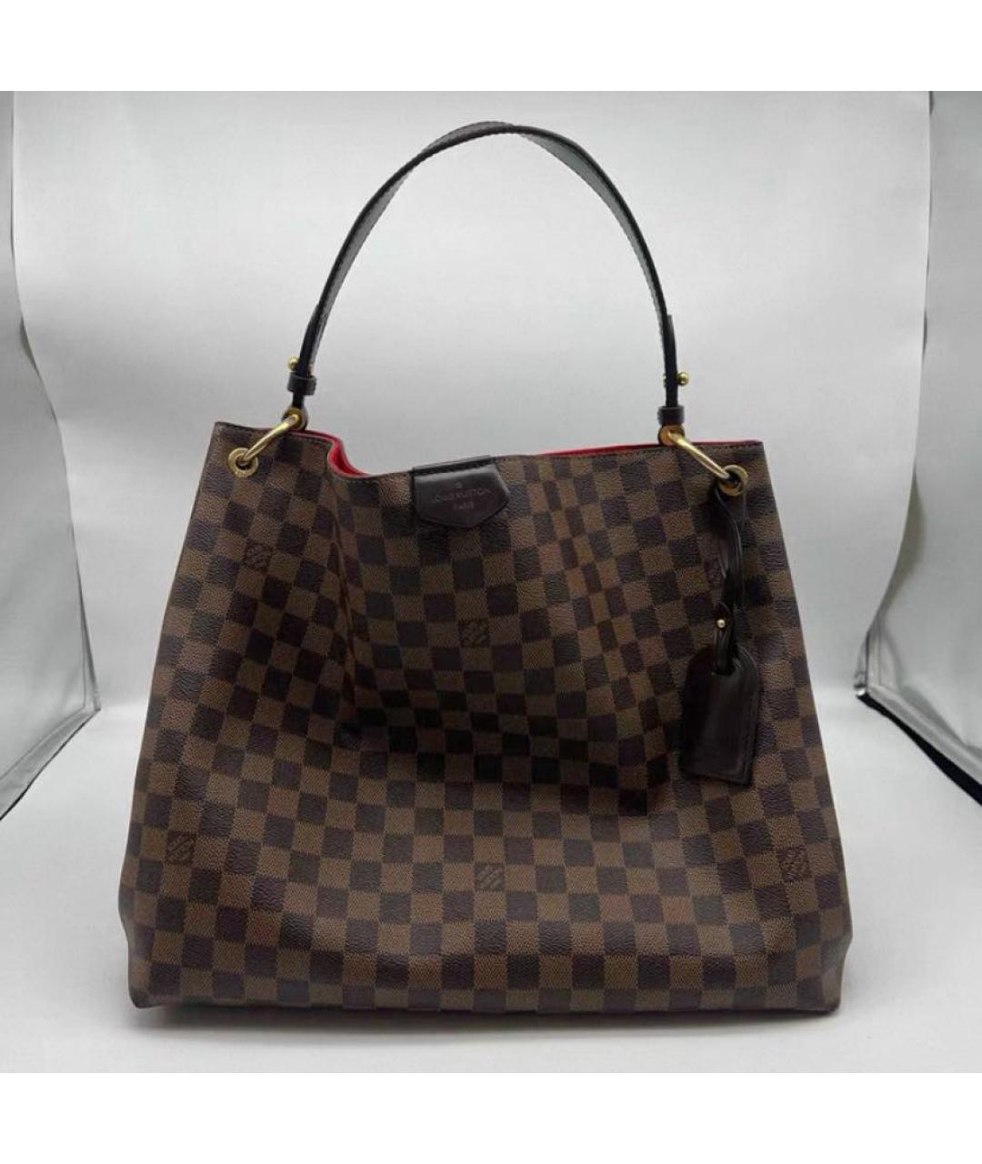LOUIS VUITTON Коричневая кожаная сумка тоут, фото 2