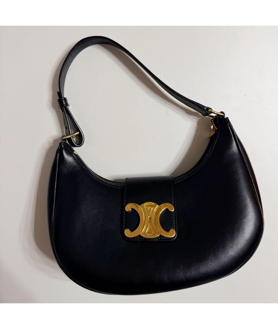 CELINE Черная кожаная сумка с короткими ручками, фото 9