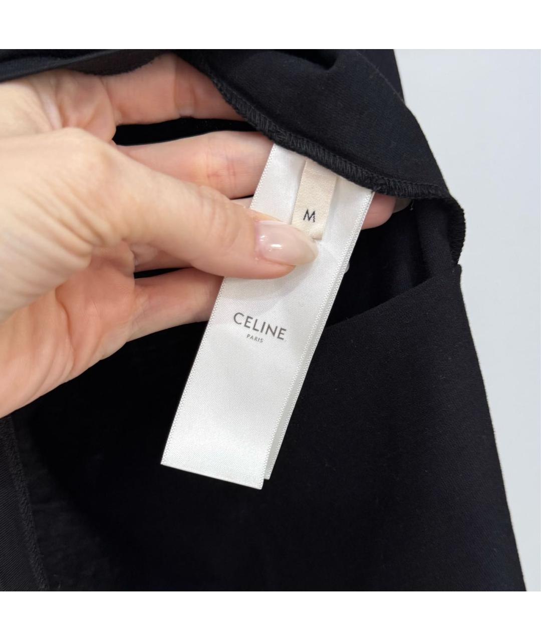 CELINE Черная хлопковая футболка, фото 7