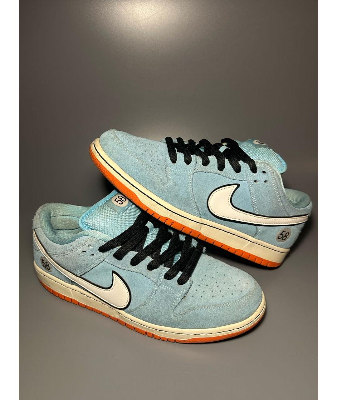NIKE Голубые замшевые низкие кроссовки / кеды, фото 5