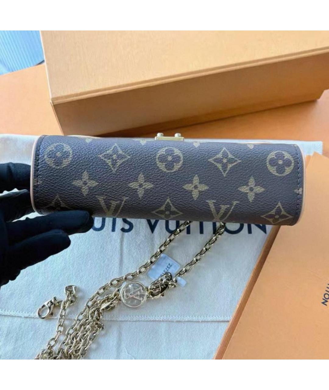 LOUIS VUITTON Коричневая кожаная сумка через плечо, фото 4