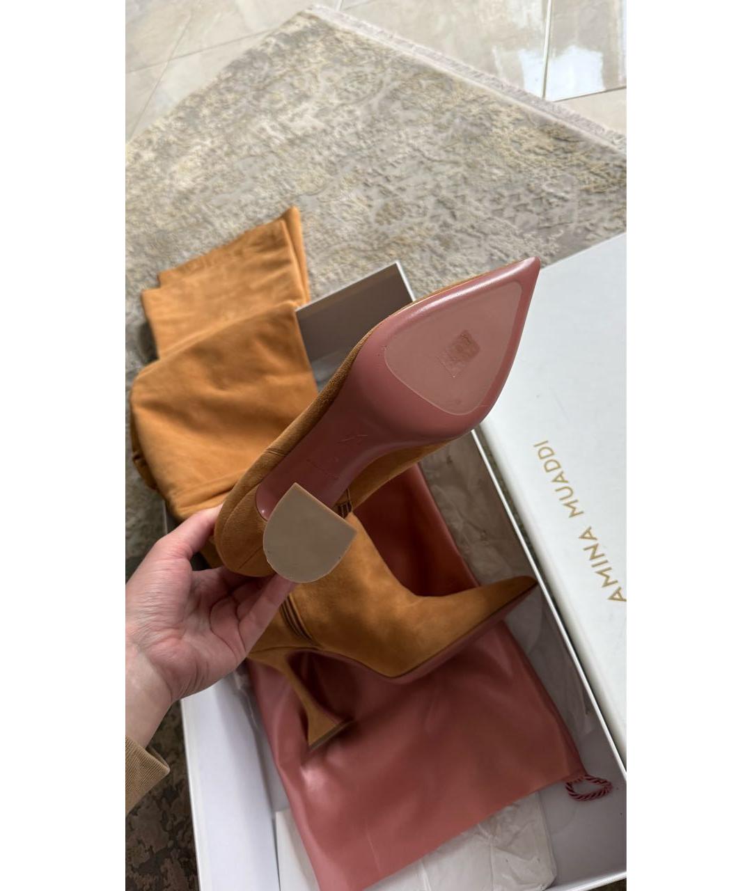 Amina Muaddi Замшевые ботфорты, фото 5