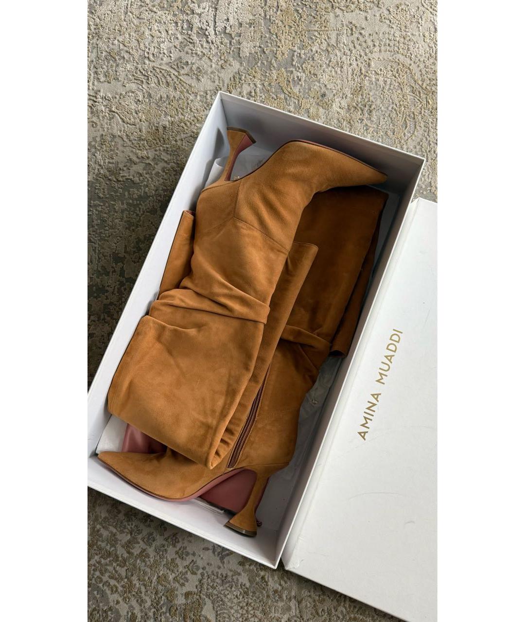 Amina Muaddi Замшевые ботфорты, фото 4