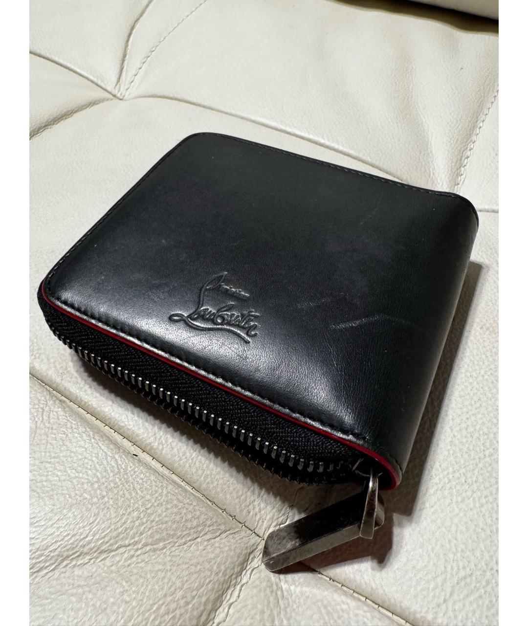CHRISTIAN LOUBOUTIN Черный кожаный кошелек, фото 4