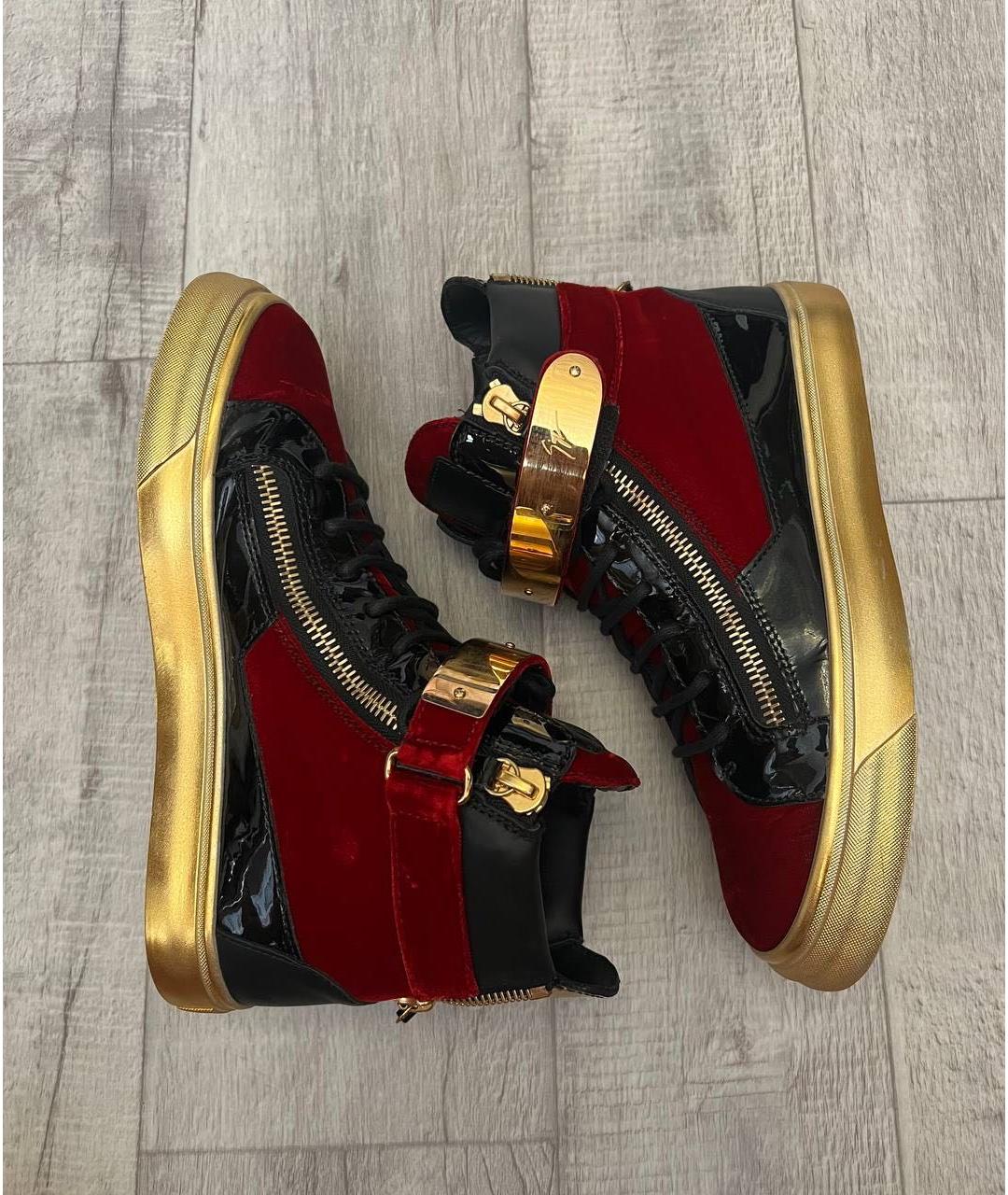 GIUSEPPE ZANOTTI DESIGN Бордовые текстильные высокие кроссовки / кеды, фото 3