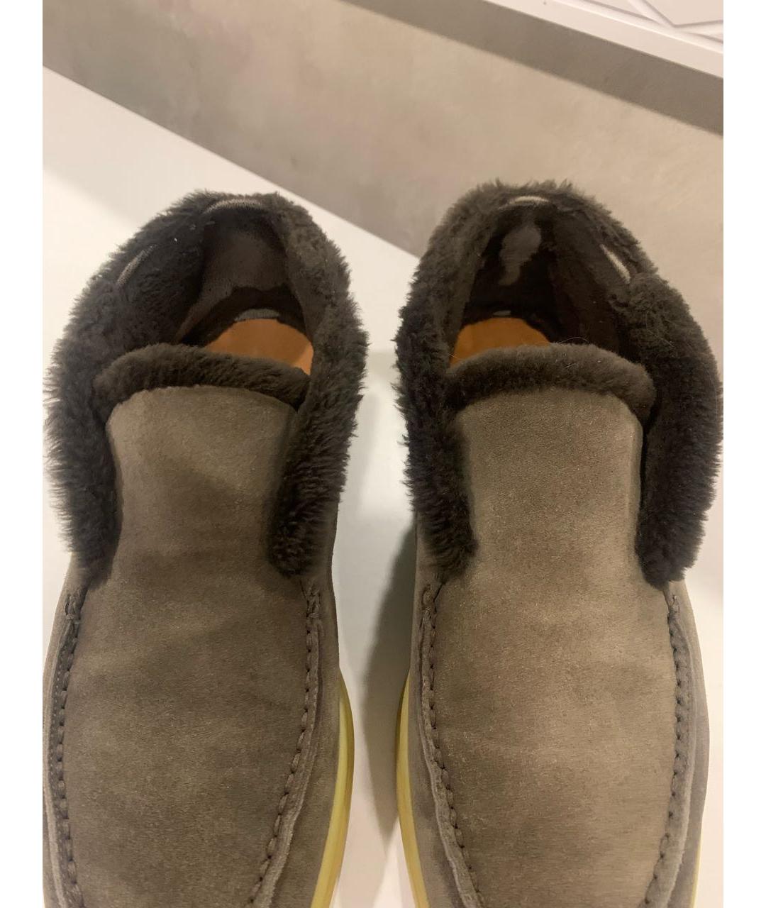 LORO PIANA Антрацитовые замшевые лоферы, фото 3