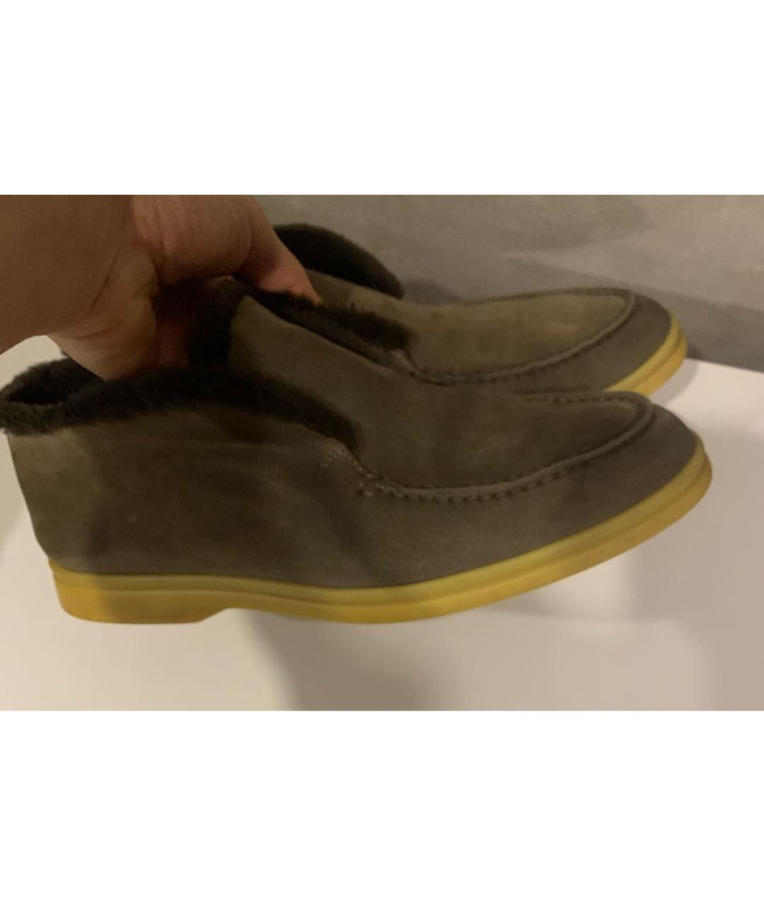 LORO PIANA Антрацитовые замшевые лоферы, фото 3