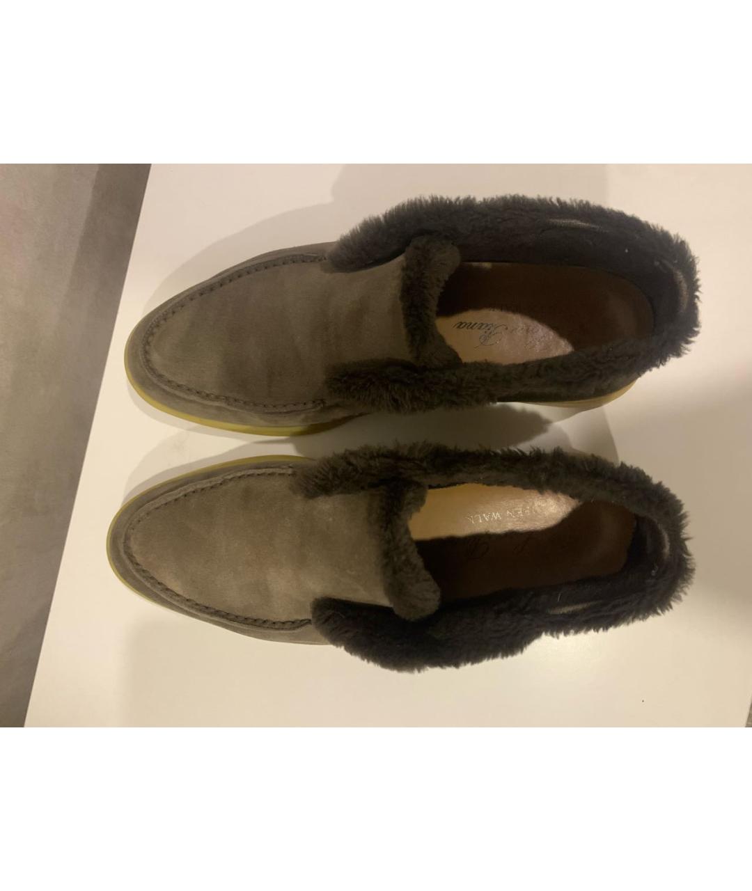 LORO PIANA Антрацитовые замшевые лоферы, фото 6