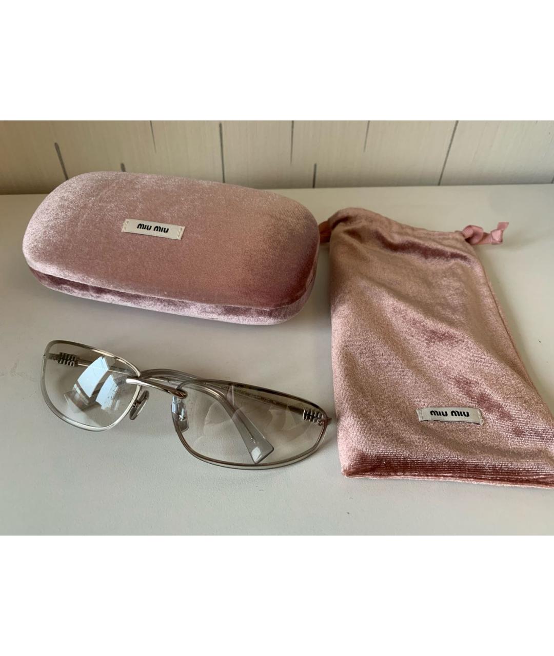 MIU MIU Серебряные металлические солнцезащитные очки, фото 2