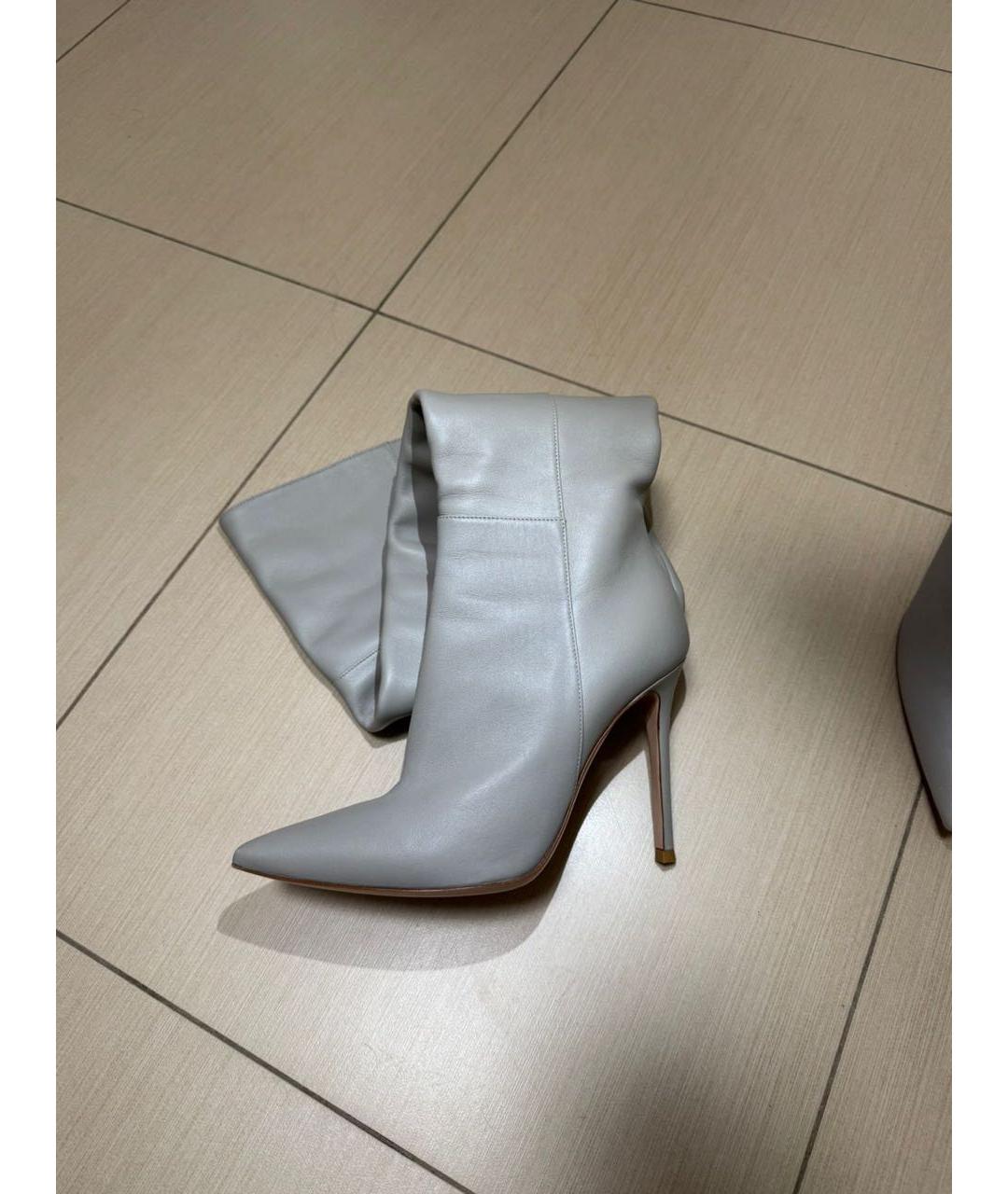 GIANVITO ROSSI Серые кожаные ботфорты, фото 7