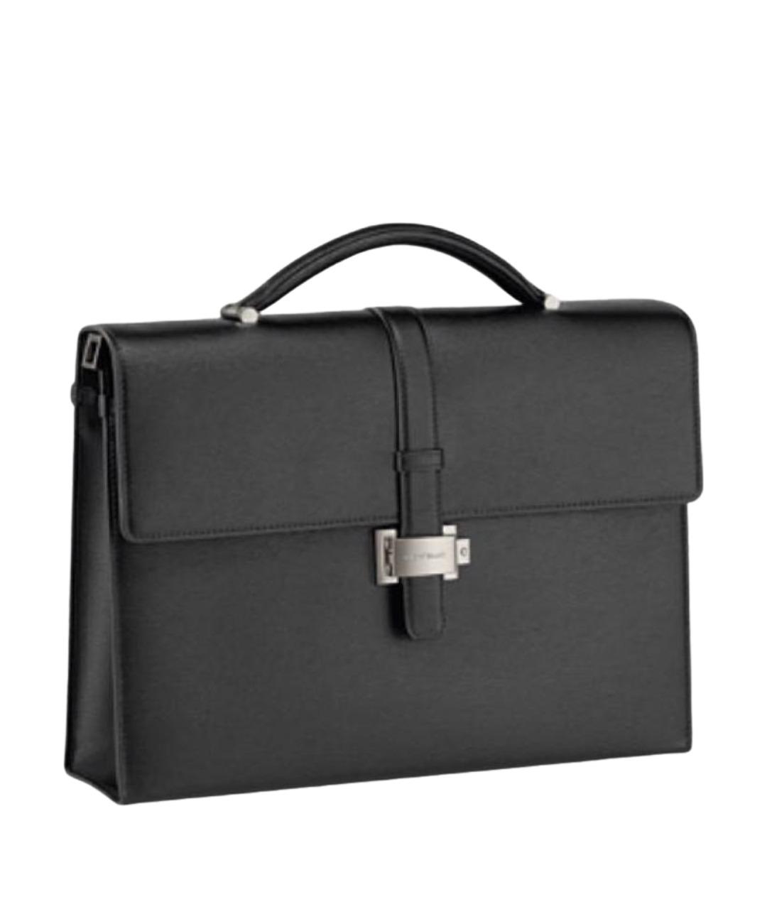 MONTBLANC Черный кожаный портфель, фото 1