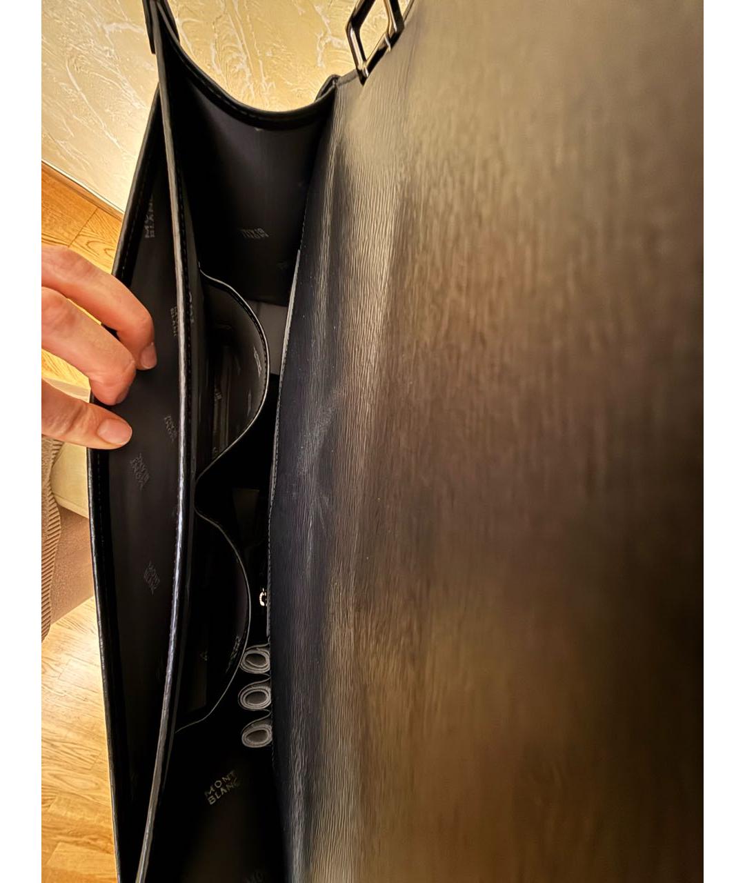 MONTBLANC Черный кожаный портфель, фото 4