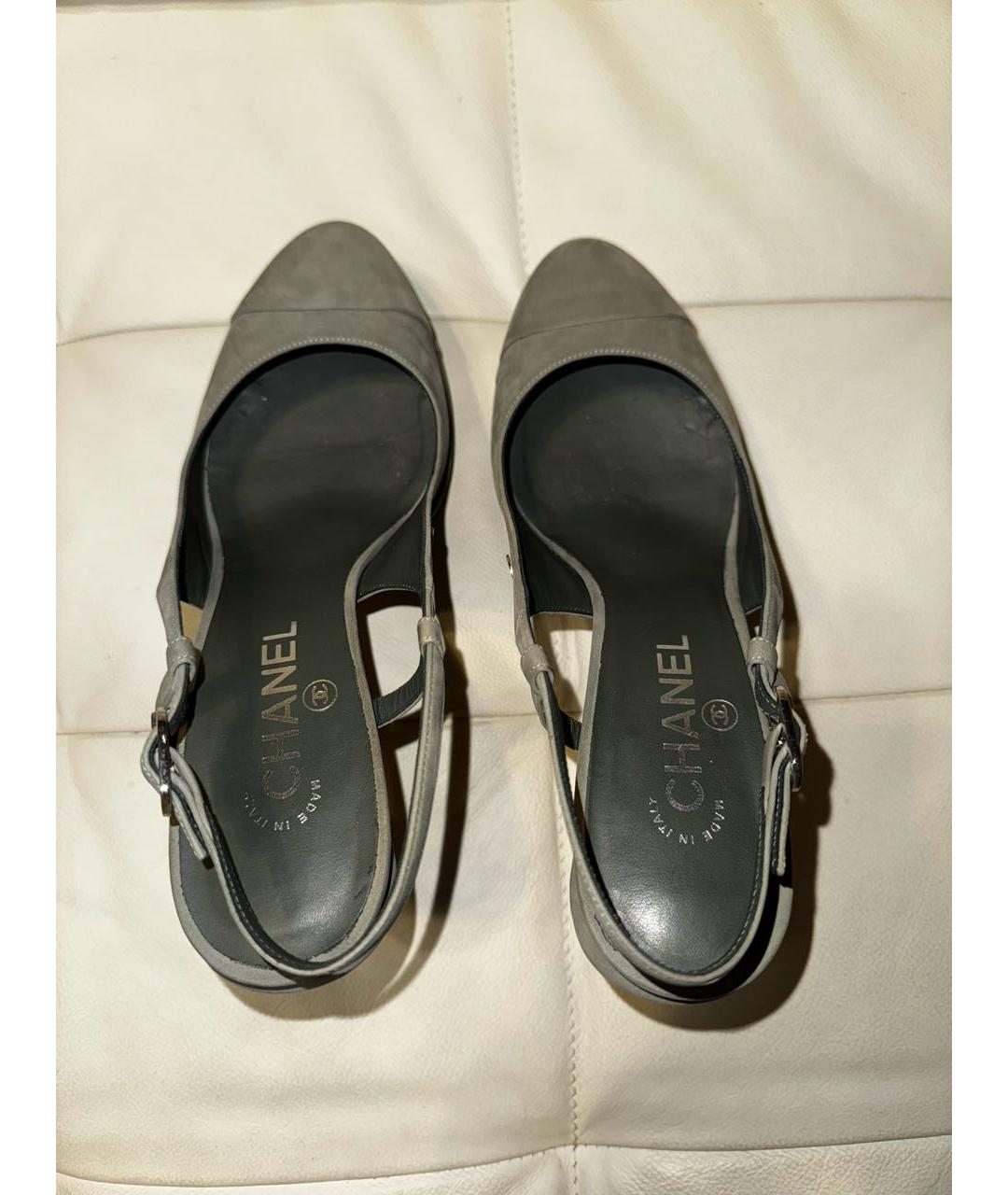 CHANEL Зеленые нубуковые туфли, фото 4