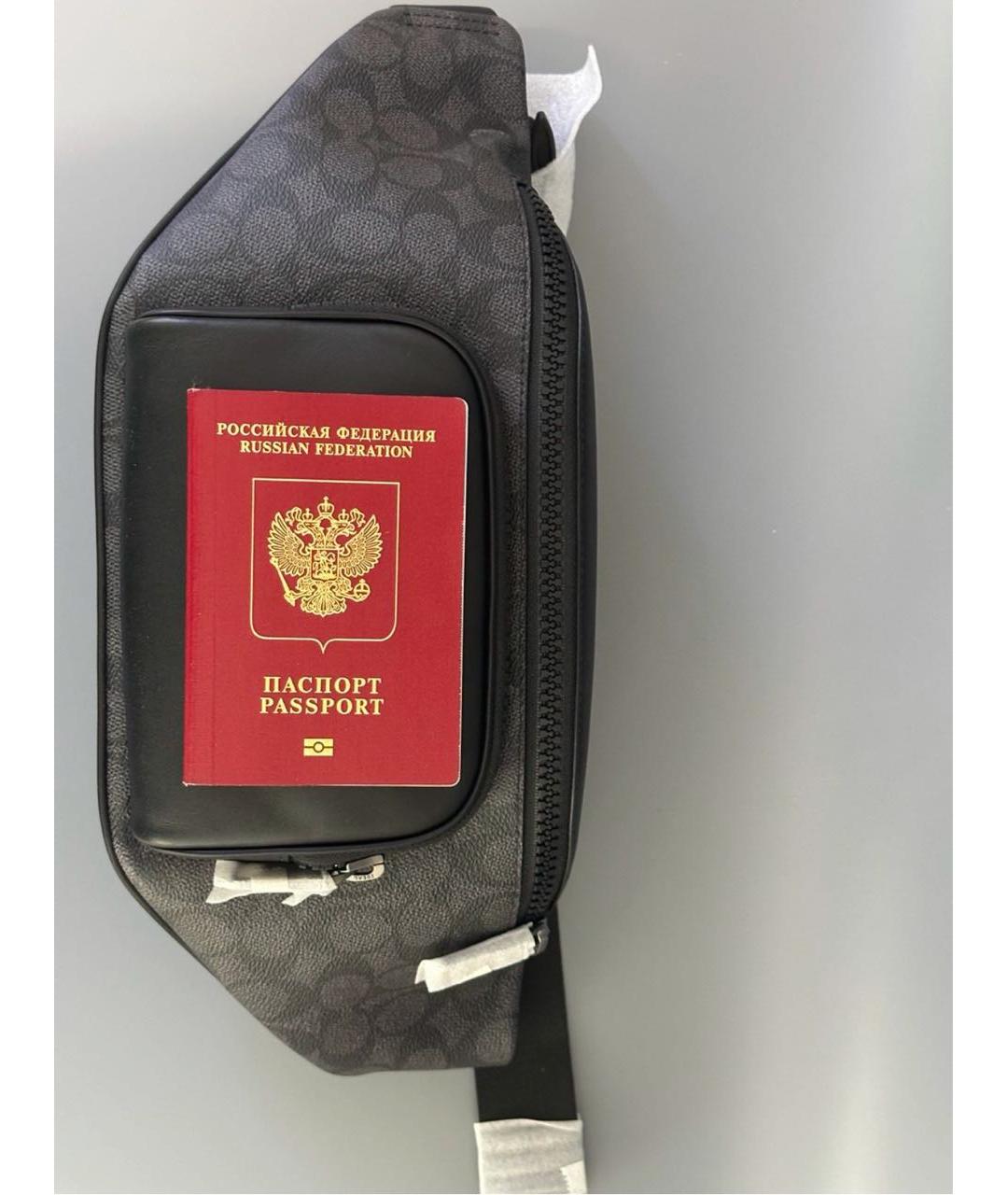 COACH Черная кожаная поясная сумка, фото 7