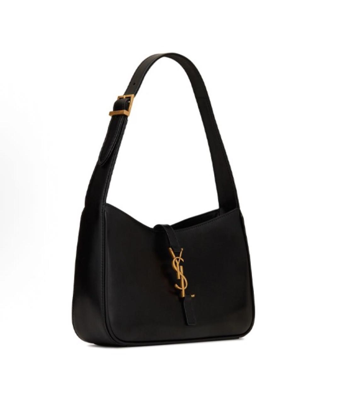 SAINT LAURENT Черная кожаная сумка с короткими ручками, фото 2