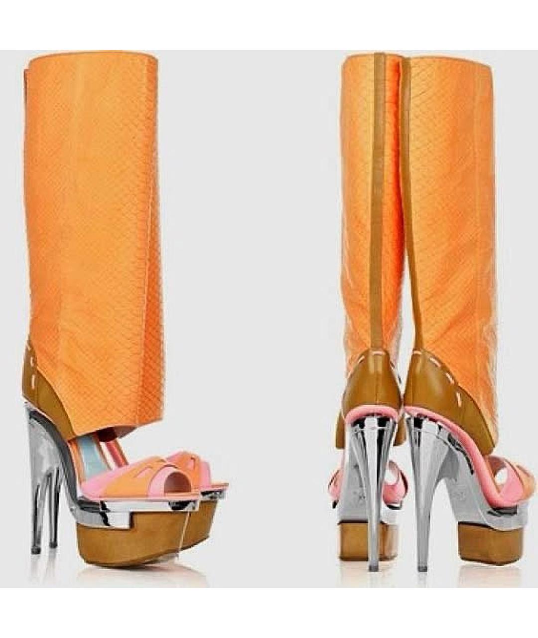 VERSACE Оранжевое сапоги из экзотической кожи, фото 8