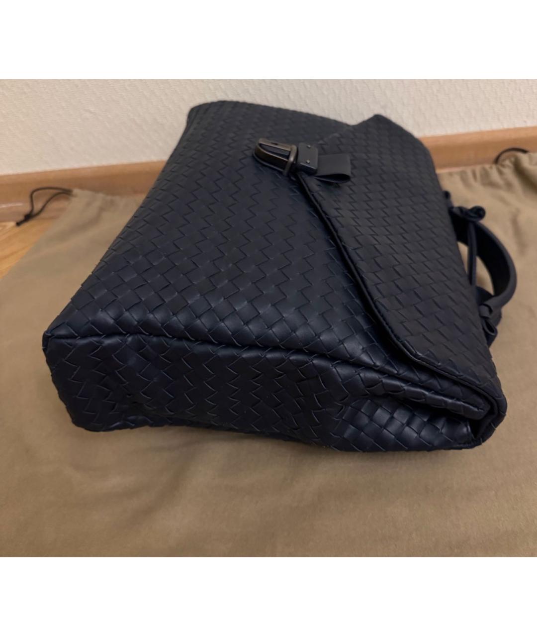 BOTTEGA VENETA Темно-синий кожаный портфель, фото 2