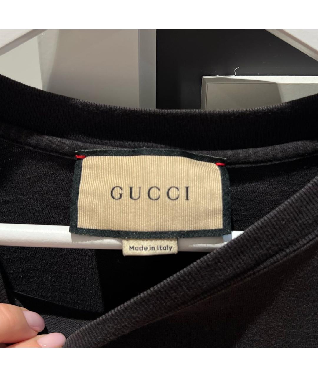 GUCCI Черная хлопковая футболка, фото 3