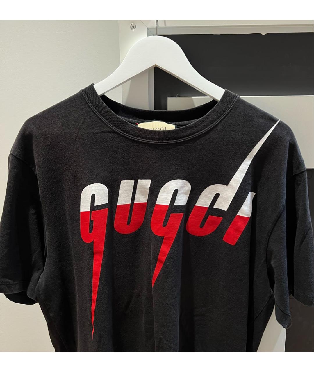 GUCCI Черная хлопковая футболка, фото 2