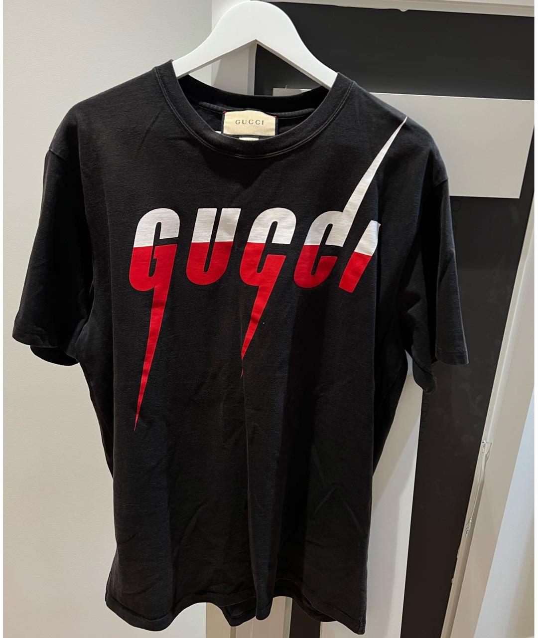 GUCCI Черная хлопковая футболка, фото 4