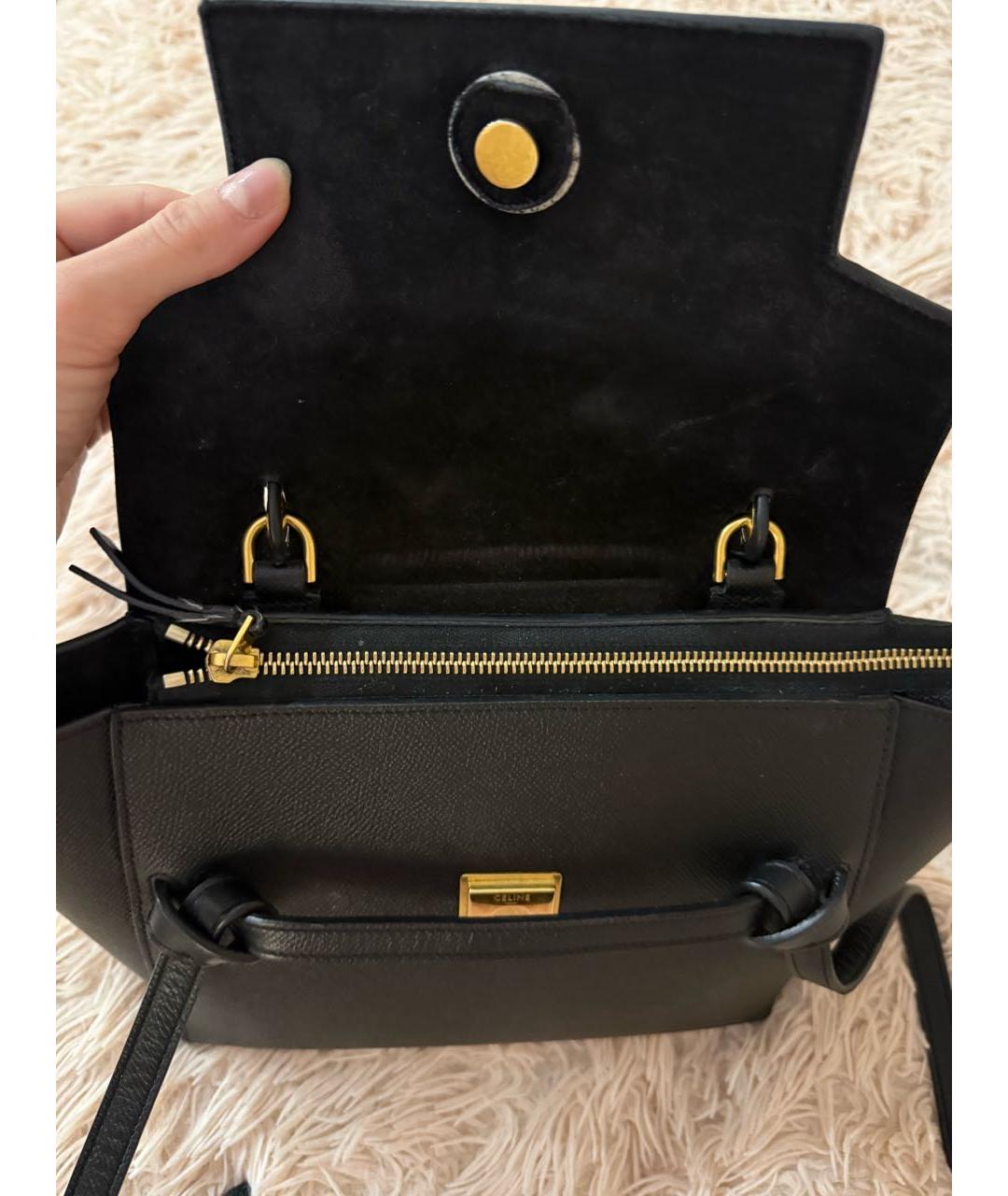CELINE Черная кожаная сумка тоут, фото 4