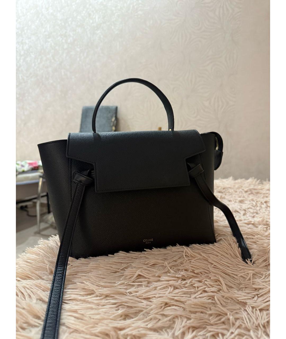 CELINE Черная кожаная сумка тоут, фото 2