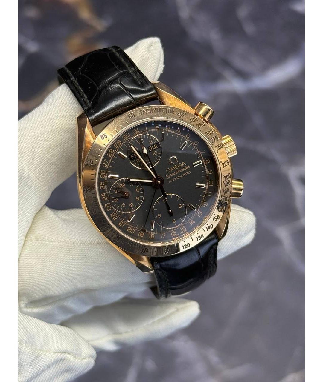 OMEGA Черные часы из розового золота, фото 2