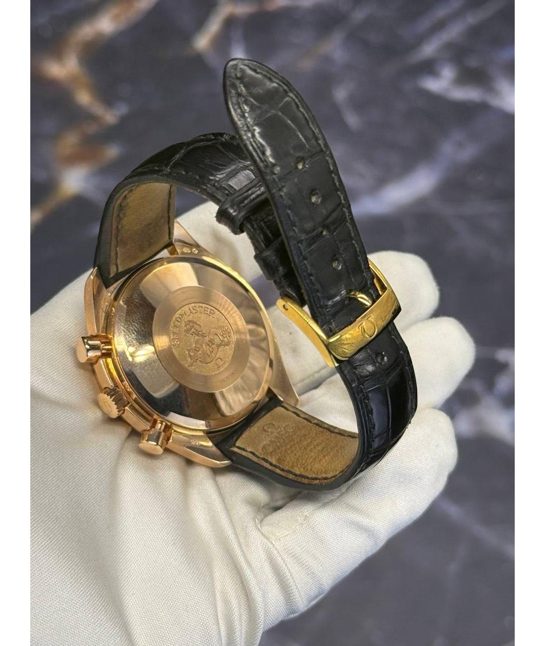 OMEGA Черные часы из розового золота, фото 3