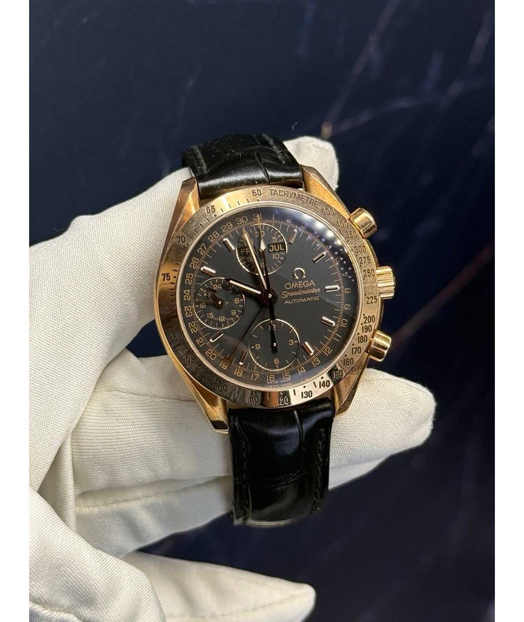 OMEGA Черные часы из розового золота, фото 5