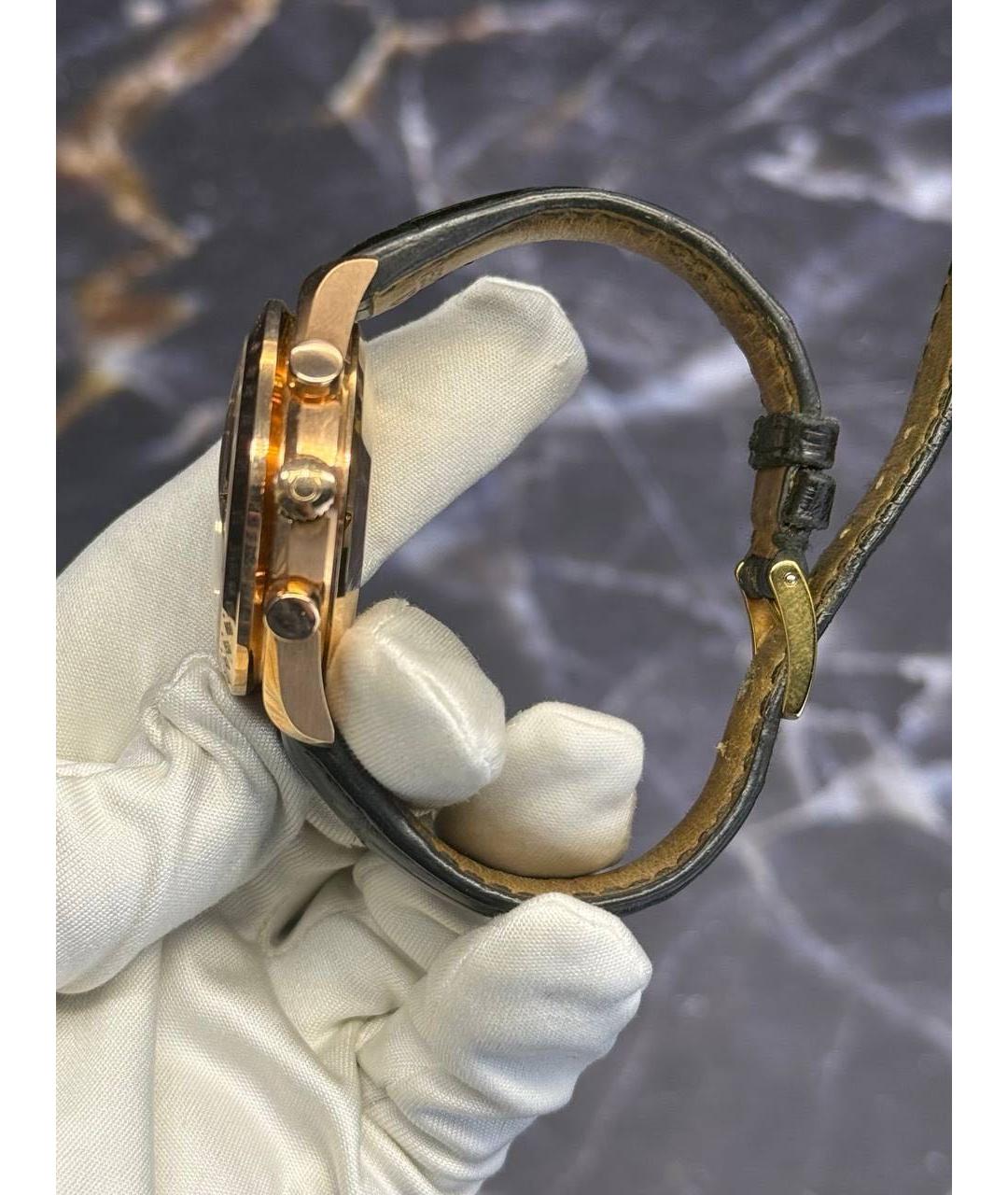 OMEGA Черные часы из розового золота, фото 4