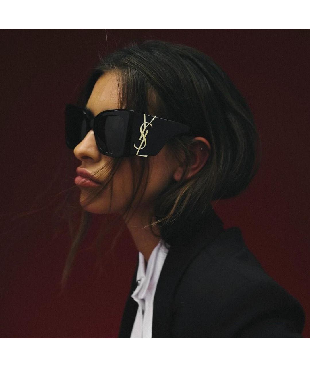 SAINT LAURENT Черные пластиковые солнцезащитные очки, фото 7