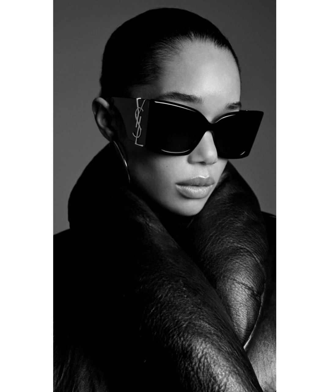 SAINT LAURENT Черные пластиковые солнцезащитные очки, фото 4