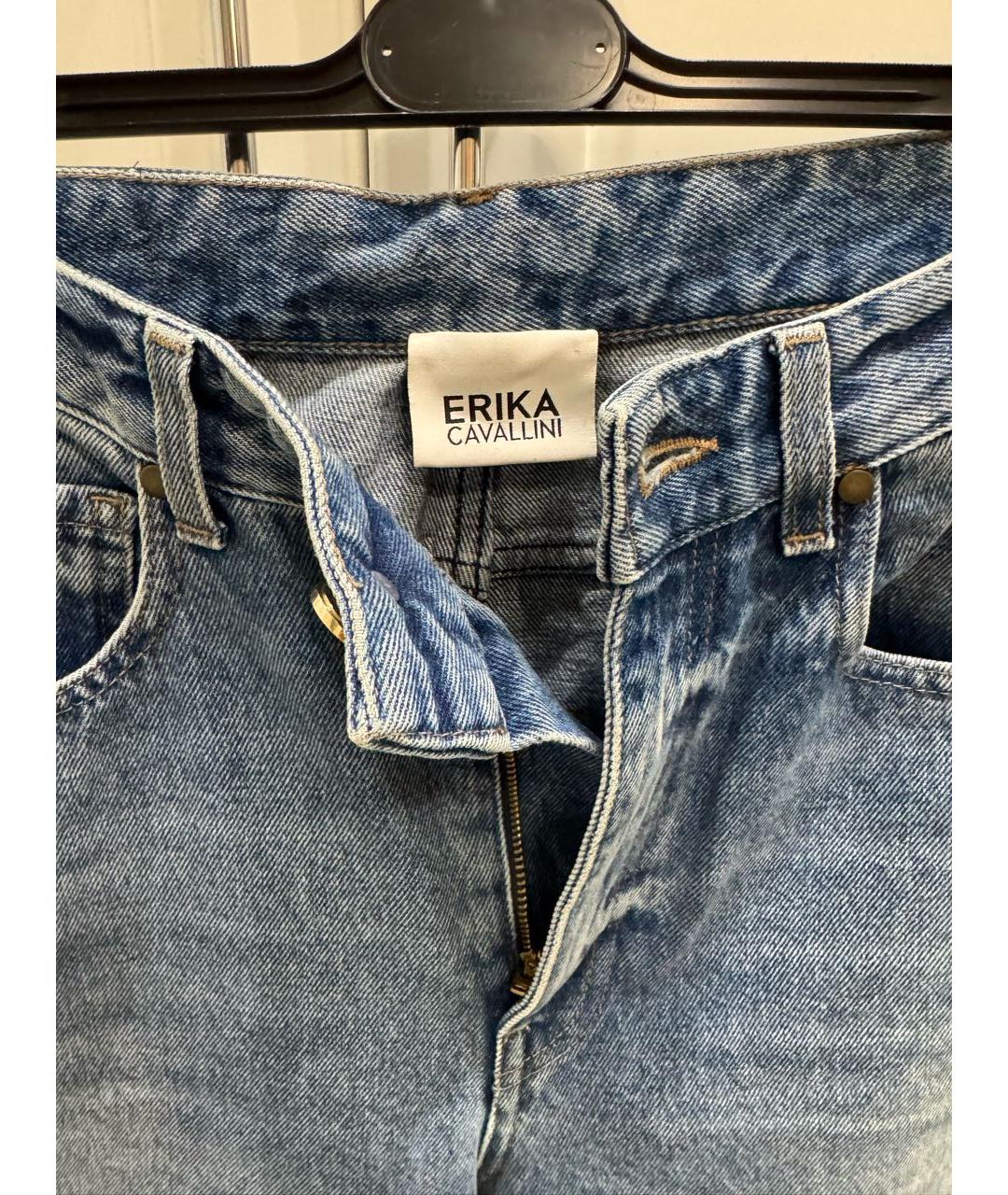 ERIKA CAVALLINI Голубые хлопковые джинсы слим, фото 3