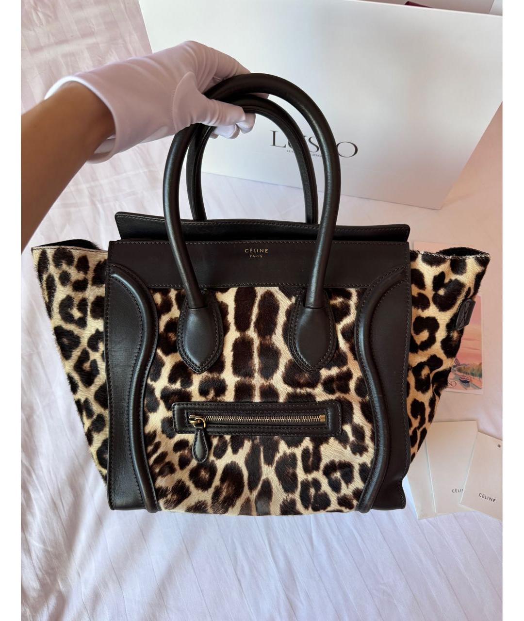 CELINE Коричневая кожаная сумка тоут, фото 2