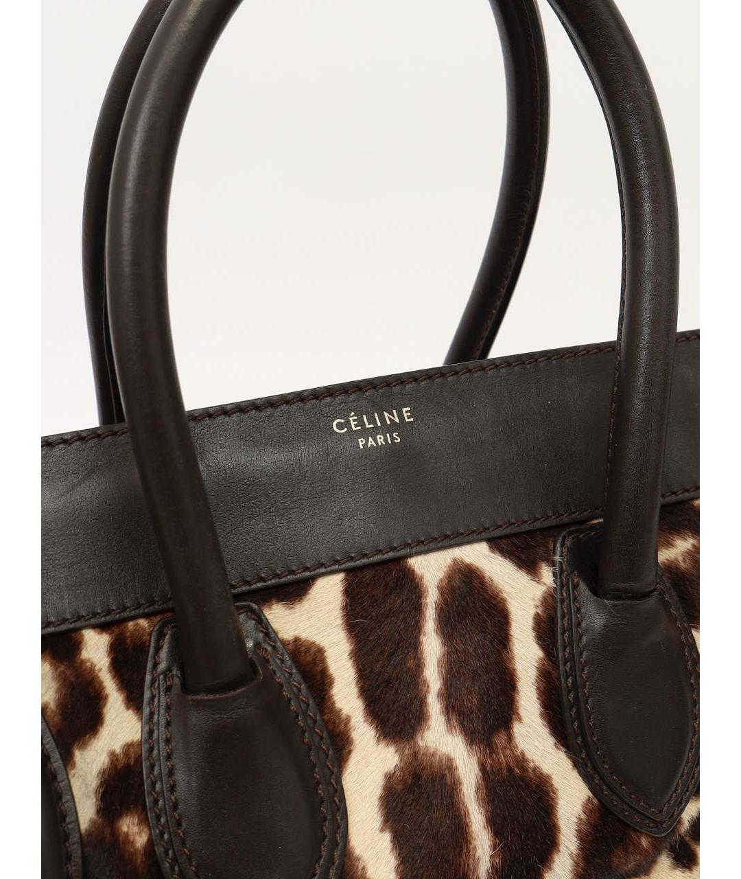 CELINE Коричневая кожаная сумка тоут, фото 4