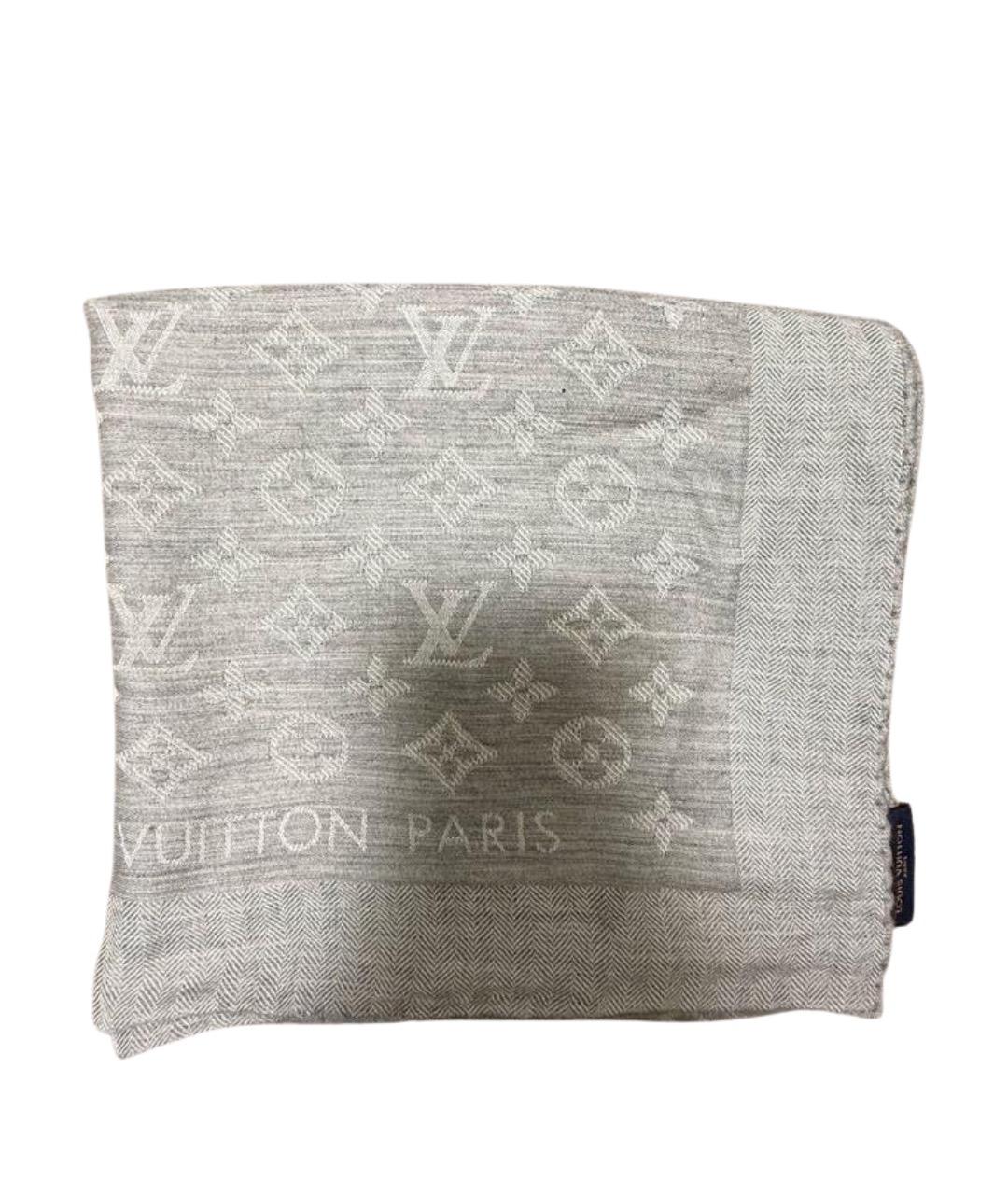 LOUIS VUITTON Серый шелковый платок, фото 1