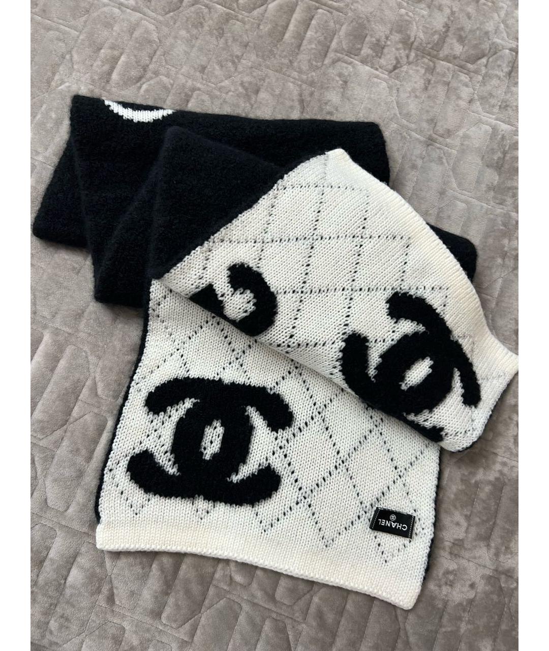 CHANEL Черный кашемировый шарф, фото 5