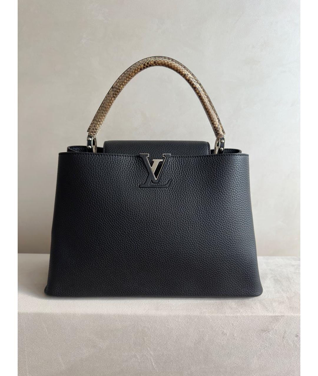 LOUIS VUITTON Черная кожаная сумка с короткими ручками, фото 5