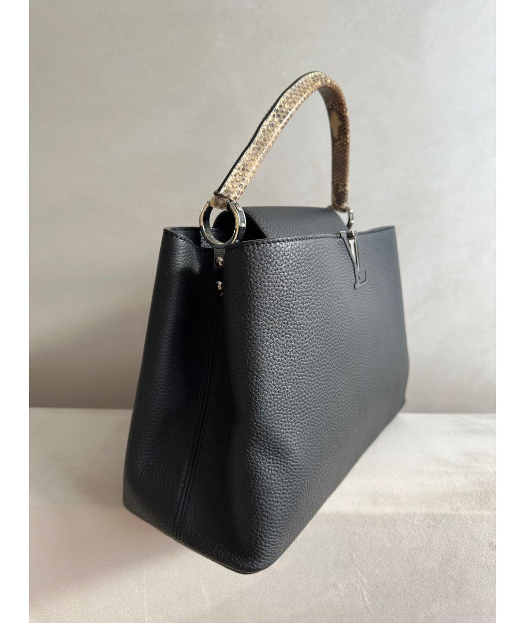 LOUIS VUITTON Черная кожаная сумка с короткими ручками, фото 6
