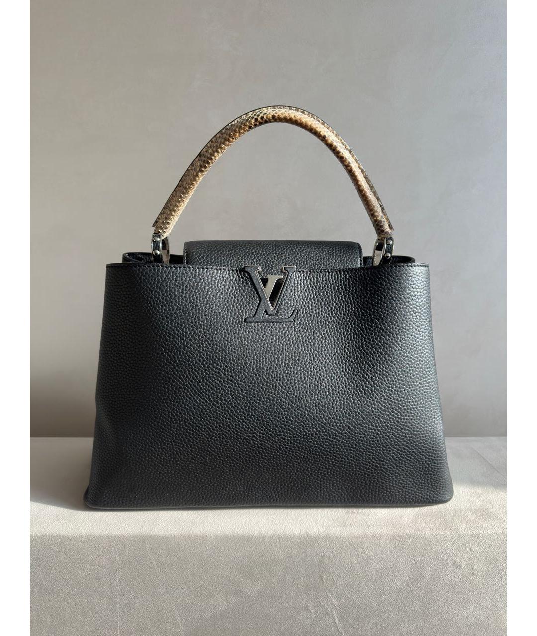 LOUIS VUITTON Черная кожаная сумка с короткими ручками, фото 7