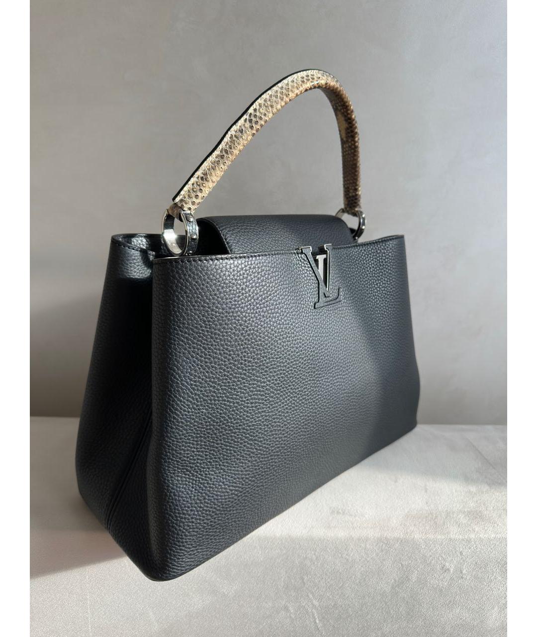 LOUIS VUITTON Черная кожаная сумка с короткими ручками, фото 2