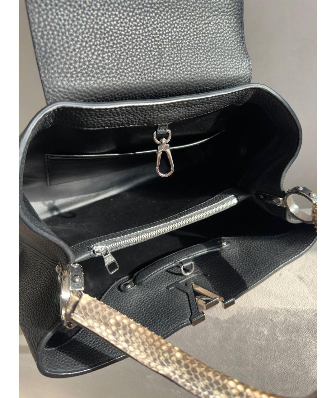 LOUIS VUITTON Черная кожаная сумка с короткими ручками, фото 4