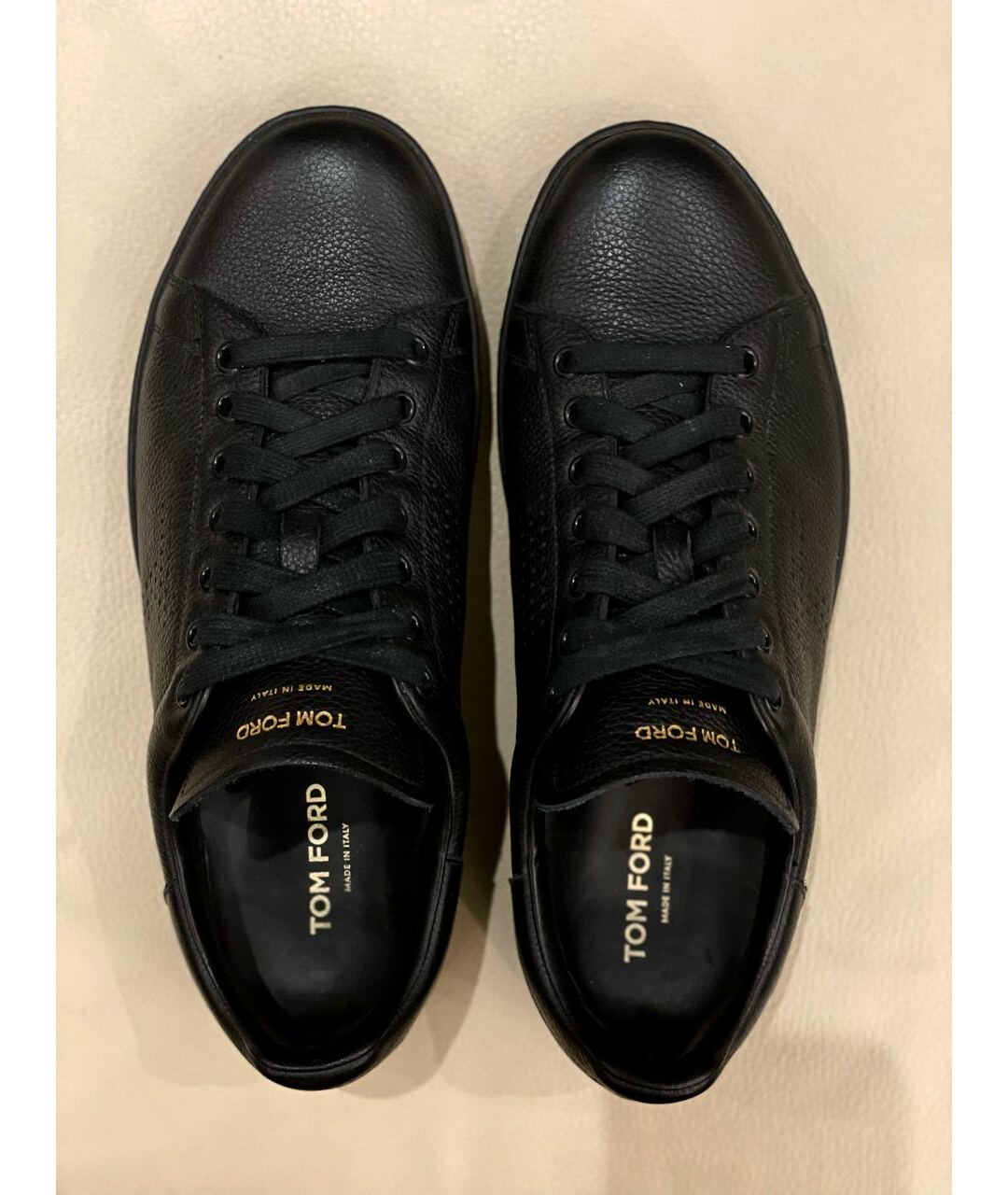 TOM FORD Черные кожаные низкие кроссовки / кеды, фото 3