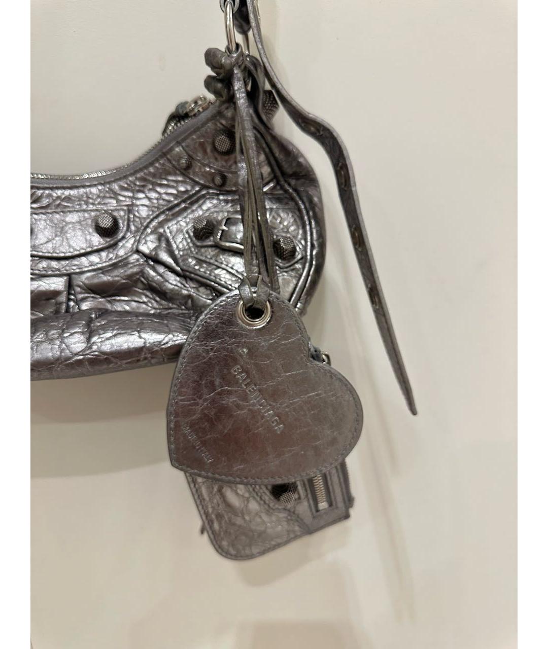 BALENCIAGA Серебряная кожаная сумка через плечо, фото 3